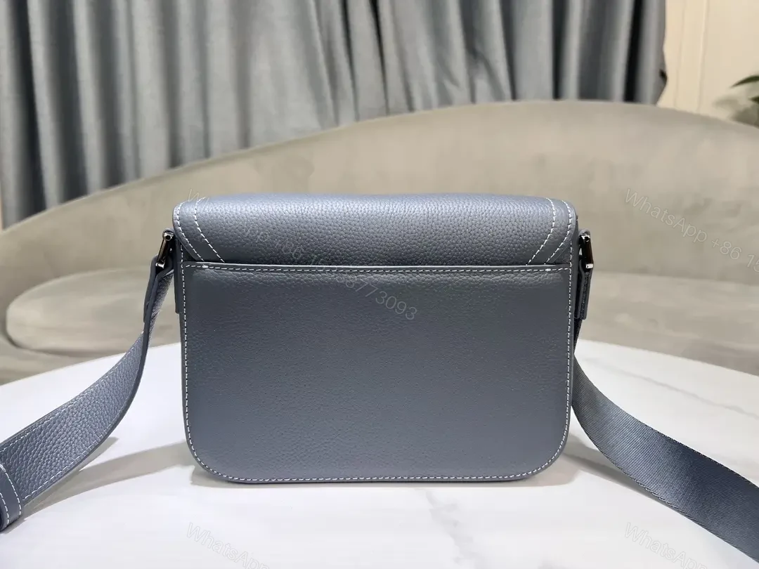 View 6 of Gray Leather Crossbody: Compact Luxury with Signature Clasp