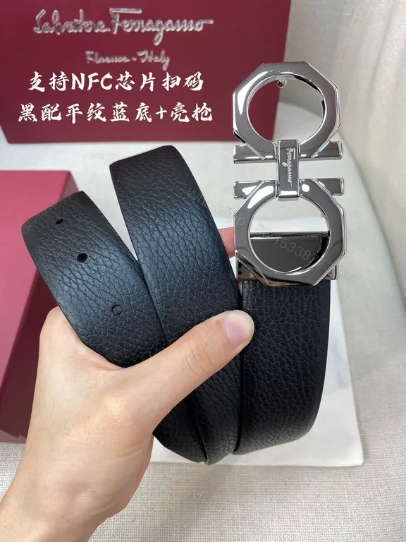 View 2 of Gancini Buckle Belt Black Leather â€“ Italian Luxury Style
