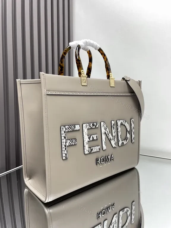 View 4 of Bold Fendi ROMA Structured Tote with Logo Detail