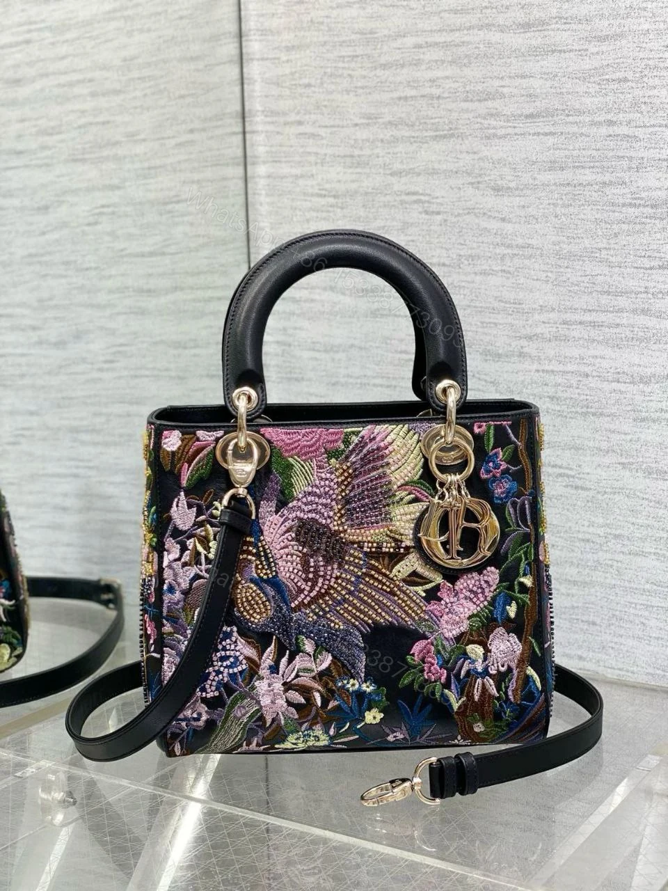 View 7 of CHRISTIAN DIOR Calfskin Toile De Jouy Beaded Sequin Embroidered Small