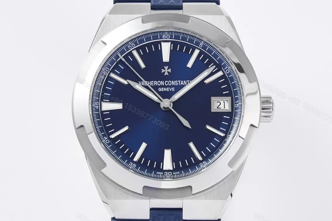 View 2 of 8F Factory Vacheron Constantin Overseas 4500V Series – Blue Dial Stainless Steel Watch with Blue Rubber Strap, 41mm