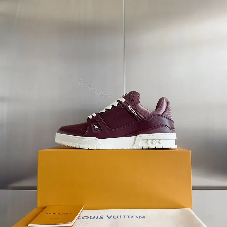 View 2 of Plum Luxe High-Tops: Premium Leather Sneakers with LV-Inspired Detail
