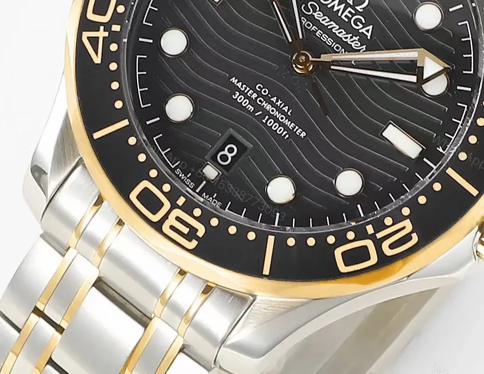 View 5 of Omega Seamaster Planet Ocean 600m Co-Axial Master Chronometer 42mm Diver’s Watch Black Dial Two-Tone Stainless Steel and Gold Bracelet Ceramic Bezel with White Enamel Markers