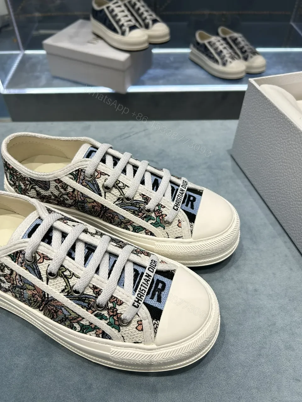 View 5 of Street-Chic Dior-Print Low-Top Sneakers
