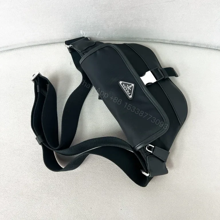 View 9 of Prada Compact Nylon Leather Trim Messenger Bag - Modern Luxury