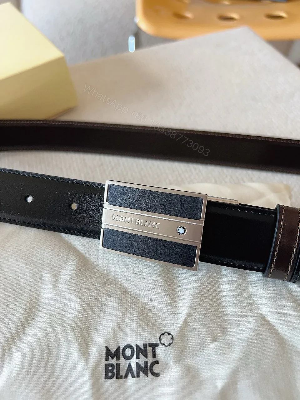 View 5 of Classic Leather Belt with Gunmetal Buckle - Premium Full-Grain Leather Belt