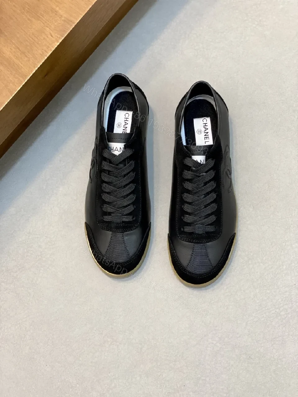 Black + Leather + Sneaker + Subtle Designer Accents + Sneakers — view 1