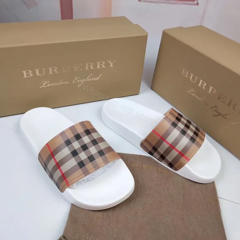 View 5 of Iconic Burberry Check Slides: Luxury Comfort Footbed