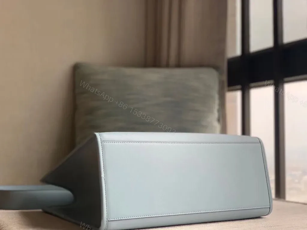 View 8 of Pastel-Blue FENDI-Inspired Structured Tote: Logo Lux Tote, 1-of-a-kind