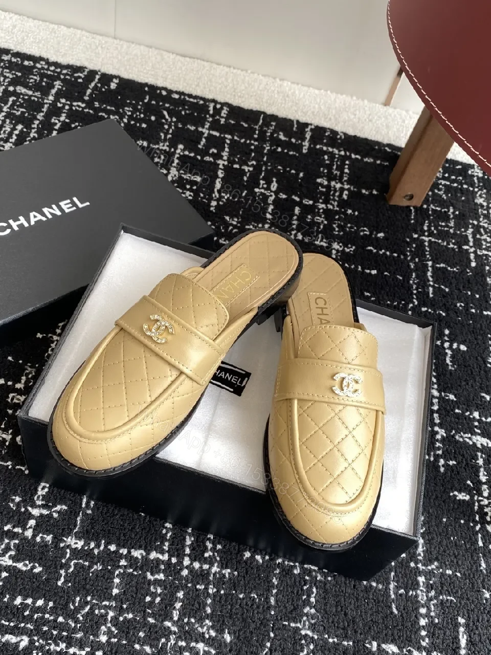 View 7 of Textured Leather Quilted Slides for Everyday Luxury