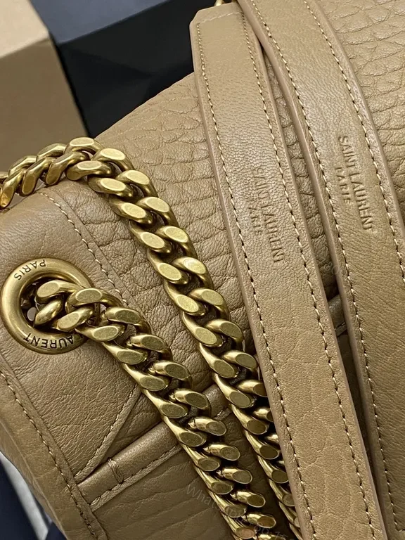View 7 of Structured Pebble-Leather YSL Monogram Bag, Gold Hardware, Crossbody/Shoulder