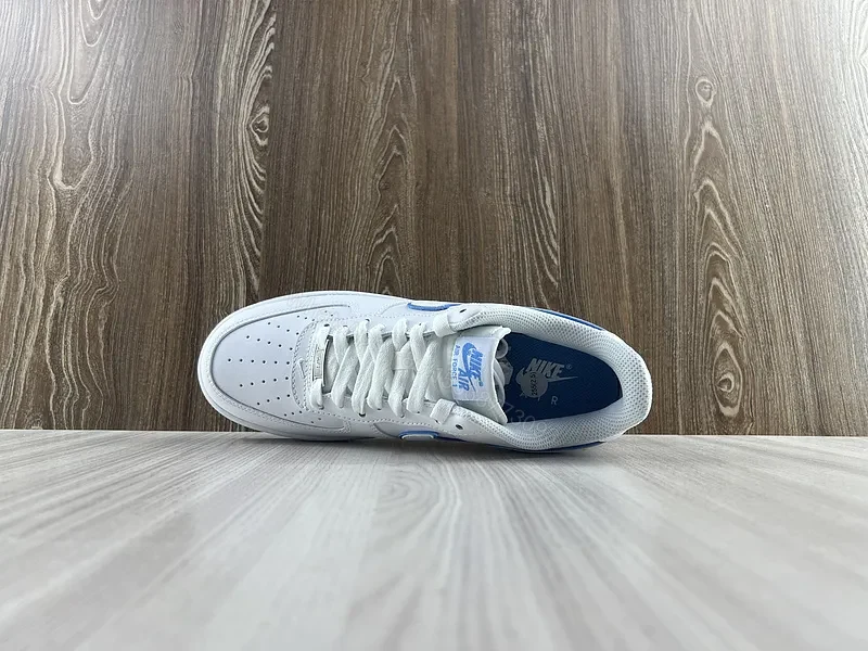 View 5 of White & Blue Minimalist Leather Sneaker â€“ Low-Top Comfort