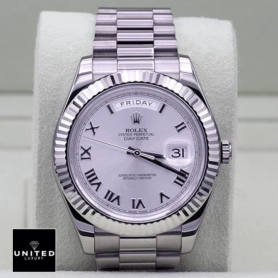 View 5 of Rolex Day-Date 218239-0041 V6 White Roman Dial Replica
