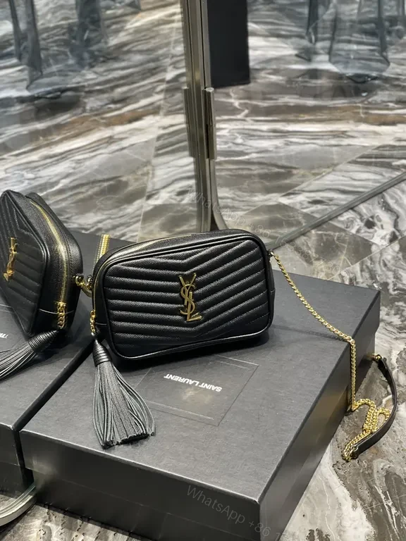 Chic Quilted Crossbody Bag with YSL Hardware — view 1