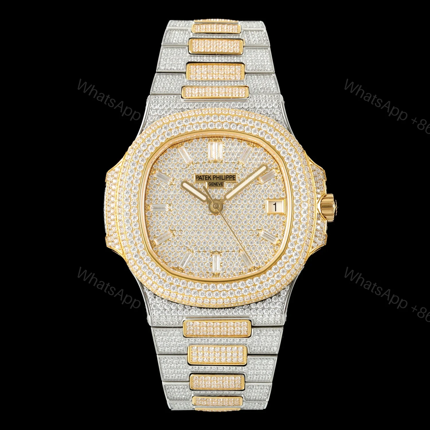 Patek Philippe Nautilus 5711 BD1 Full Diamond Pavé Watch 40mm Luxury Edition AMG-PP-BD1-5711-2600-FULL-DIAMOND — view 1