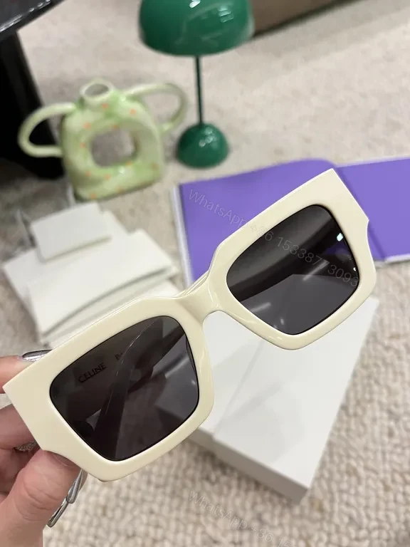 View 5 of Chic Off-White Acetate Sunglasses â€“ Bold Oversized Square Style