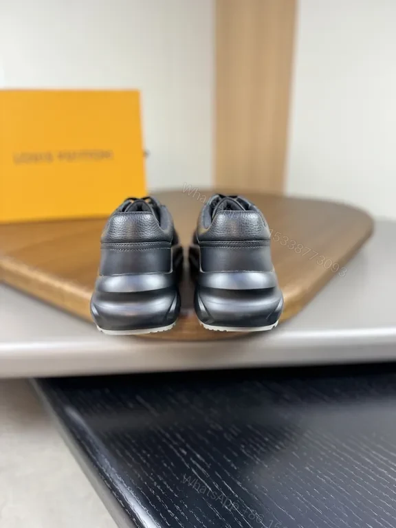 View 9 of Black Leather LVâ€‘Influenced Sneaker: Luxe Comfort Footwear