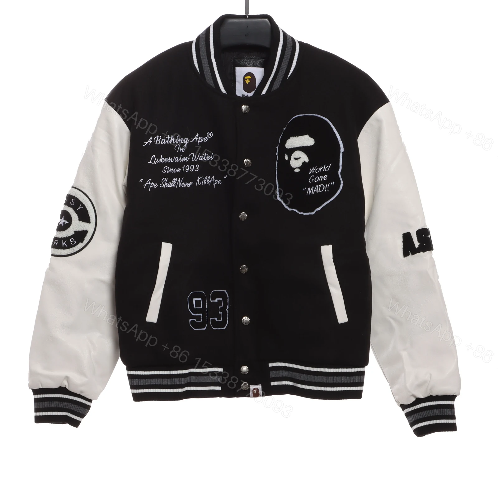 View 13 of Bape Embroidered Baseball Jacket Black