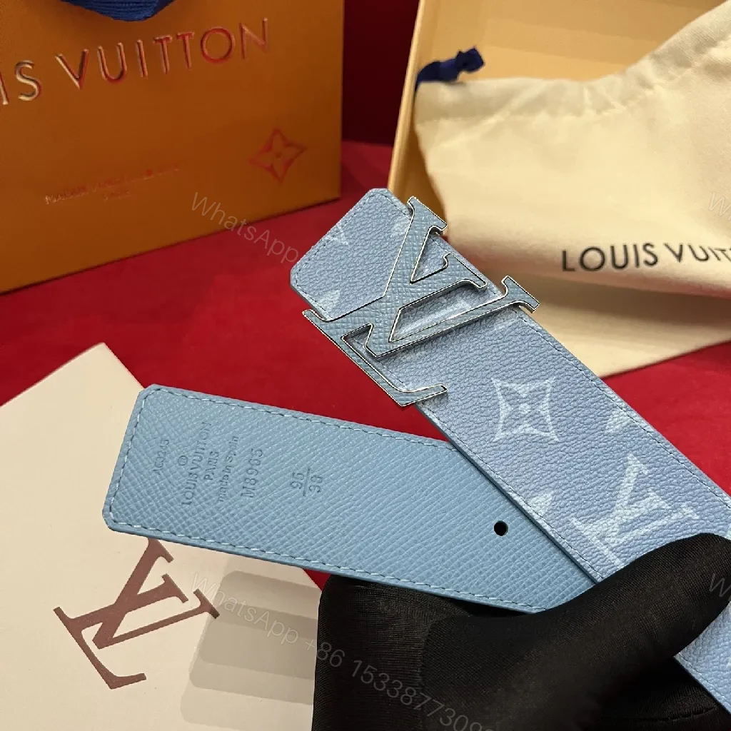 View 9 of Light-Blue Monogram Belt: Structured Luxury Everyday Elevation