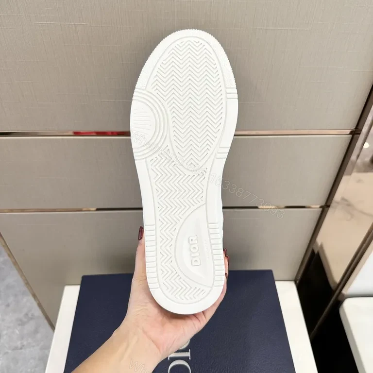View 6 of White Dior-Influenced Leather Low-Top Sneaker: Structured Luxury