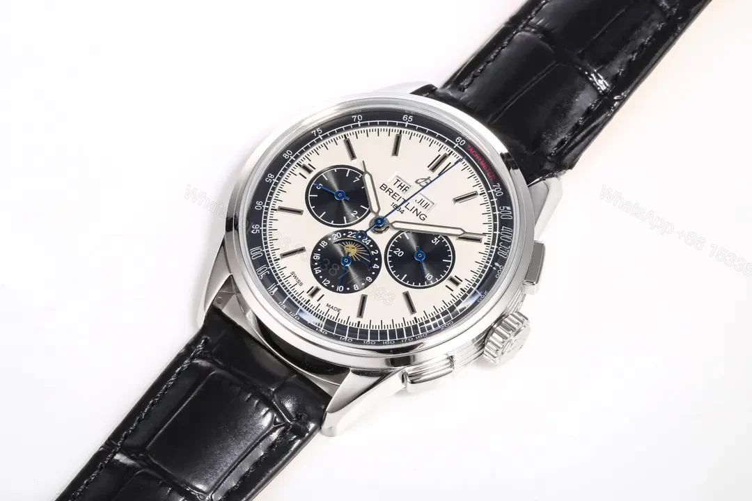 View 5 of JF Factory Breguet Classique Complications Blue Dial 42mm Stainless Steel Watch with Black Leather Strap