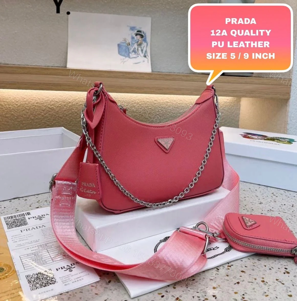 View 16 of FIRST COPY PRADA RE-EDITION POCHETTE CROSSBODY BAG