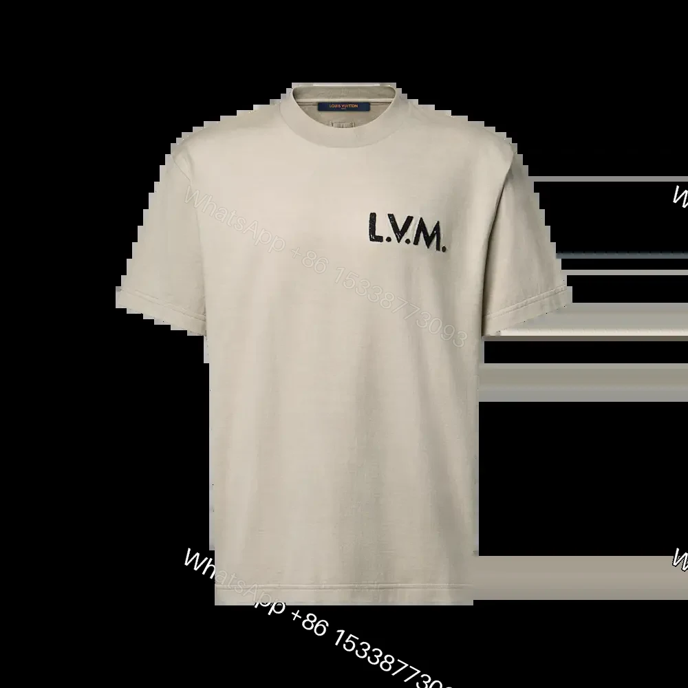 View 4 of Beige Cotton Vintage T-Shirt L.V.M. Logo RealThreads