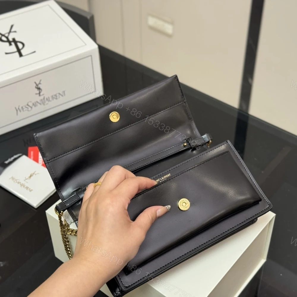 View 8 of Saint Laurent Sunset Clutch Black 22Cm