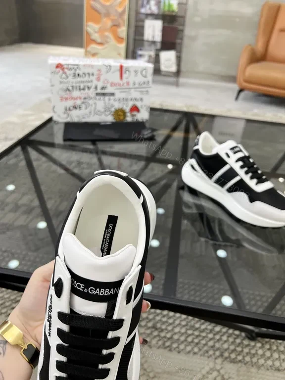 View 9 of Chic Black & White Mesh Leather Sneakers â€” All-Day Comfort