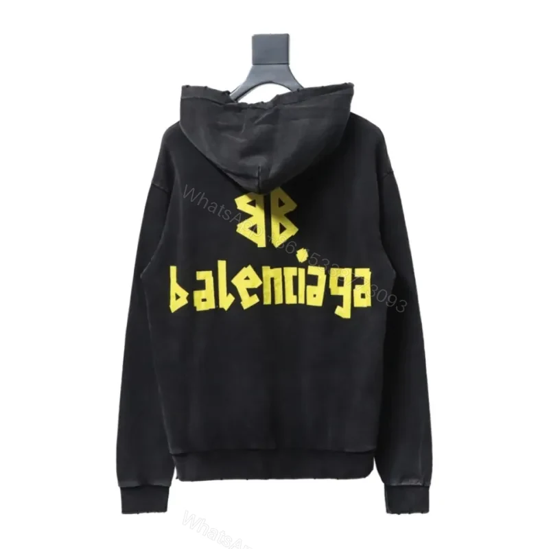 Balenciaga Clothes Tape Type Raw Edge Hoodie Black — view 2