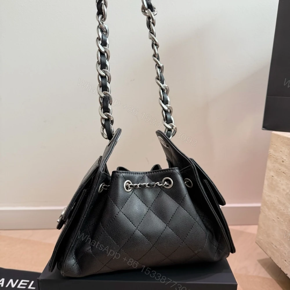 View 3 of Chanel 25 Small Handbag Silver Metal Black 22cm