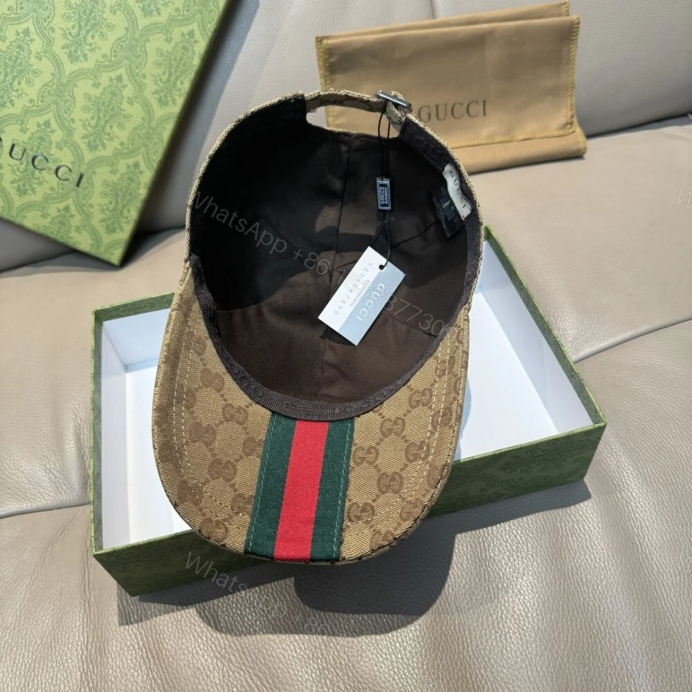 View 3 of Gucci GG Canvas Baseball Hat Camel And Dark Brown 807834 4HBA8 9766