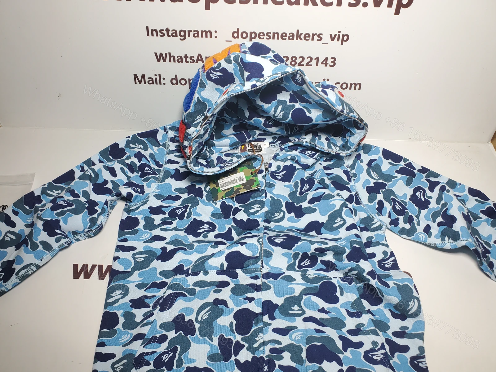 BAPE ABC Camo Shark Zip Hoodie Blue 1J70-314-001 — view 2