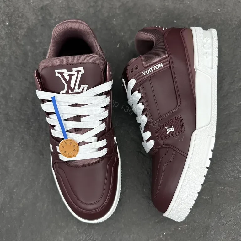 View 8 of Louis Vuitton-Inspired Burgundy Leather High-Tops â€“ Comfort-Driven Style
