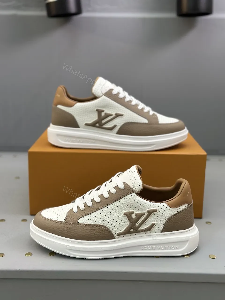View 2 of Brown & White Leather Runner: Modern Luxury Sneaker Comfort