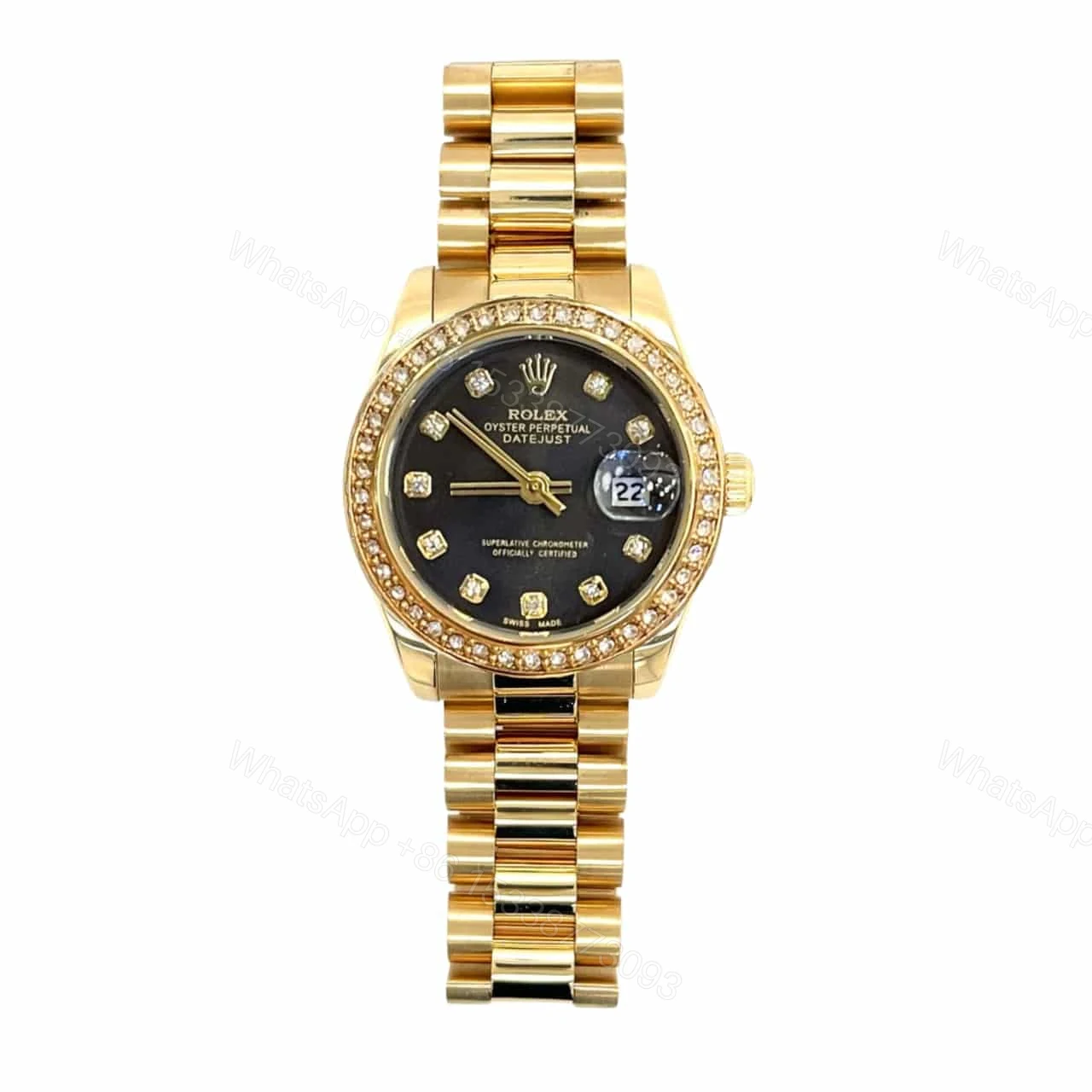 Rolex Lady Datejust 28 Diamond Dial 18K Gold In Black 28Mm — view 1