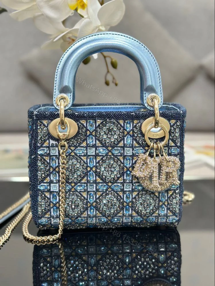 View 4 of Mini Lady Dior Bag with Removable chain