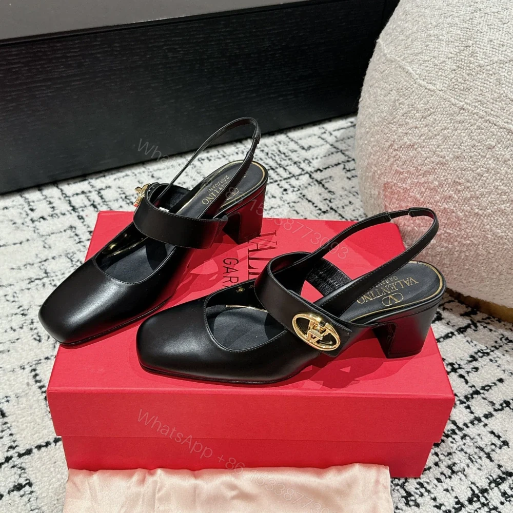 View 3 of 高仿Valentino*5W2S0JP方頭露跟單鞋黑色6CM免檢版