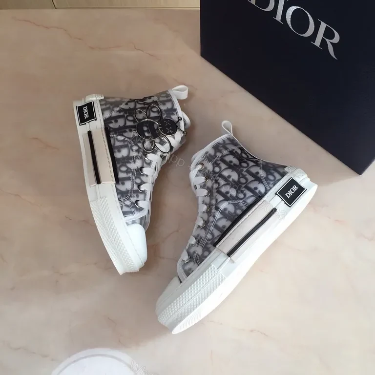 View 3 of Monochrome Dior High-Top Sneakers: Signature Texture