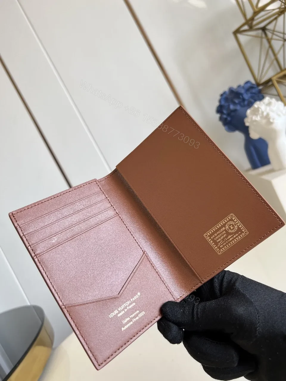 View 6 of Brown Canvas Monogram Wallet — Ultra-Slim, Card-Slot