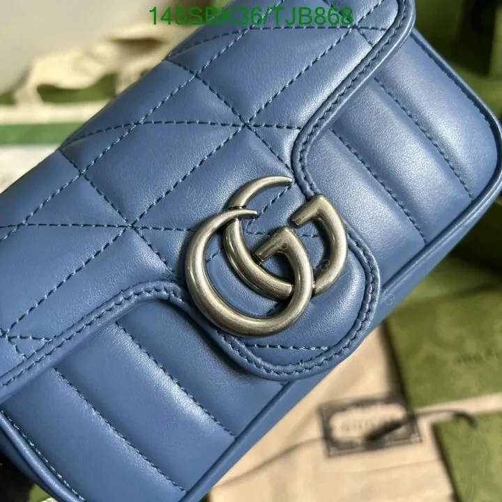View 34 of Gucci Super Mini Bag in Blue Matelassé Chevron Leather with Silver-Toned Hardware 496474