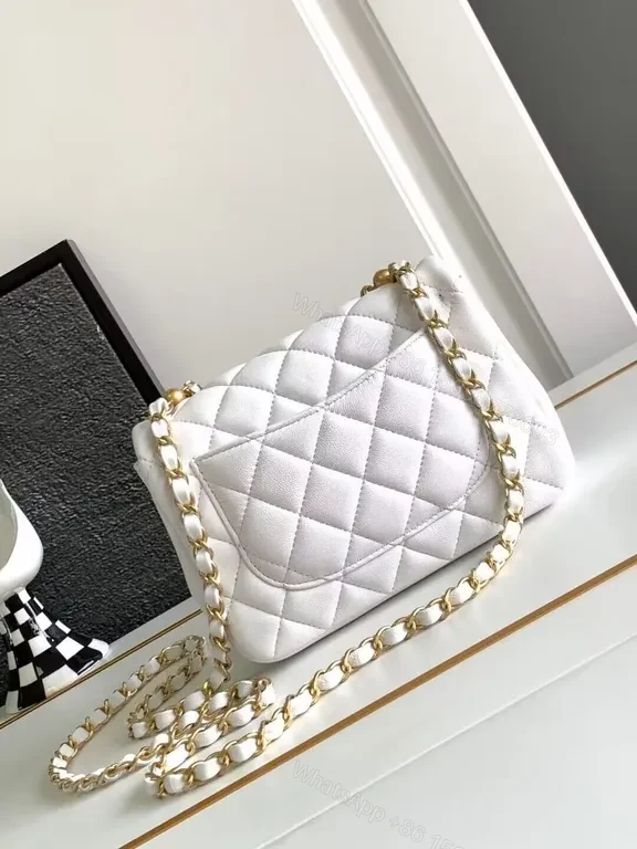 View 2 of Chic Quilted Flap Bag with Gold Chain Strap