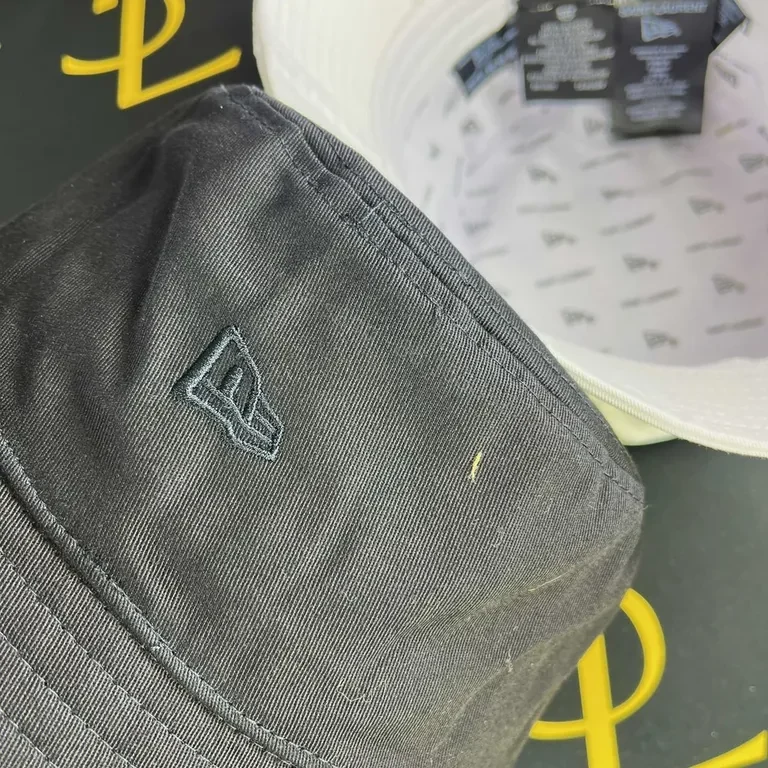 View 3 of Taupe-Brown YSL-Influenced Structured Bucket Hat