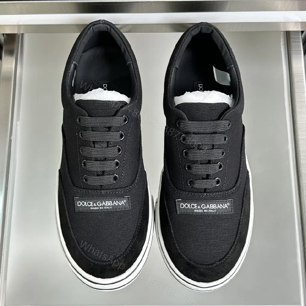 View 2 of Black Canvas Sneakers with White Sole, Dolce & Gabbana style, Casual Athletic Shoes