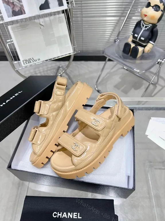 View 4 of Beige Chanel-Style Sandals: Everyday Luxe, All-Day Comfort