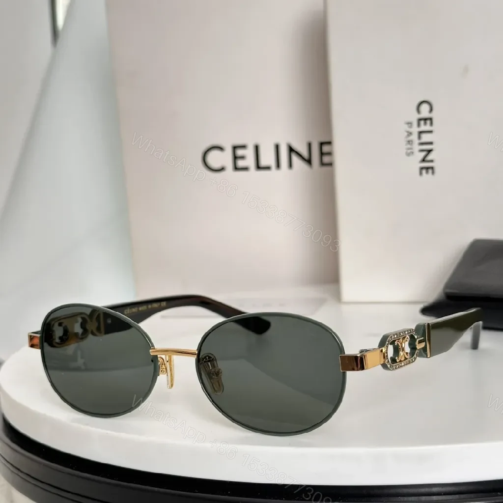 View 3 of Gold-Tone Round Sunglasses with Luxe Detailing