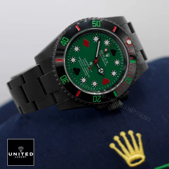 View 9 of Rolex Blaken Submariner Poker Green Dial 114060 Replica