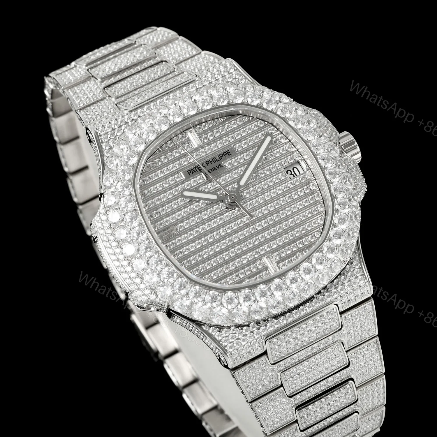 View 4 of Patek Philippe Nautilus 5711 BD1 Full Diamond Pavé Luxury Watch 40mm Edition AMG-PP-BD1-5711-2600-LUXURY