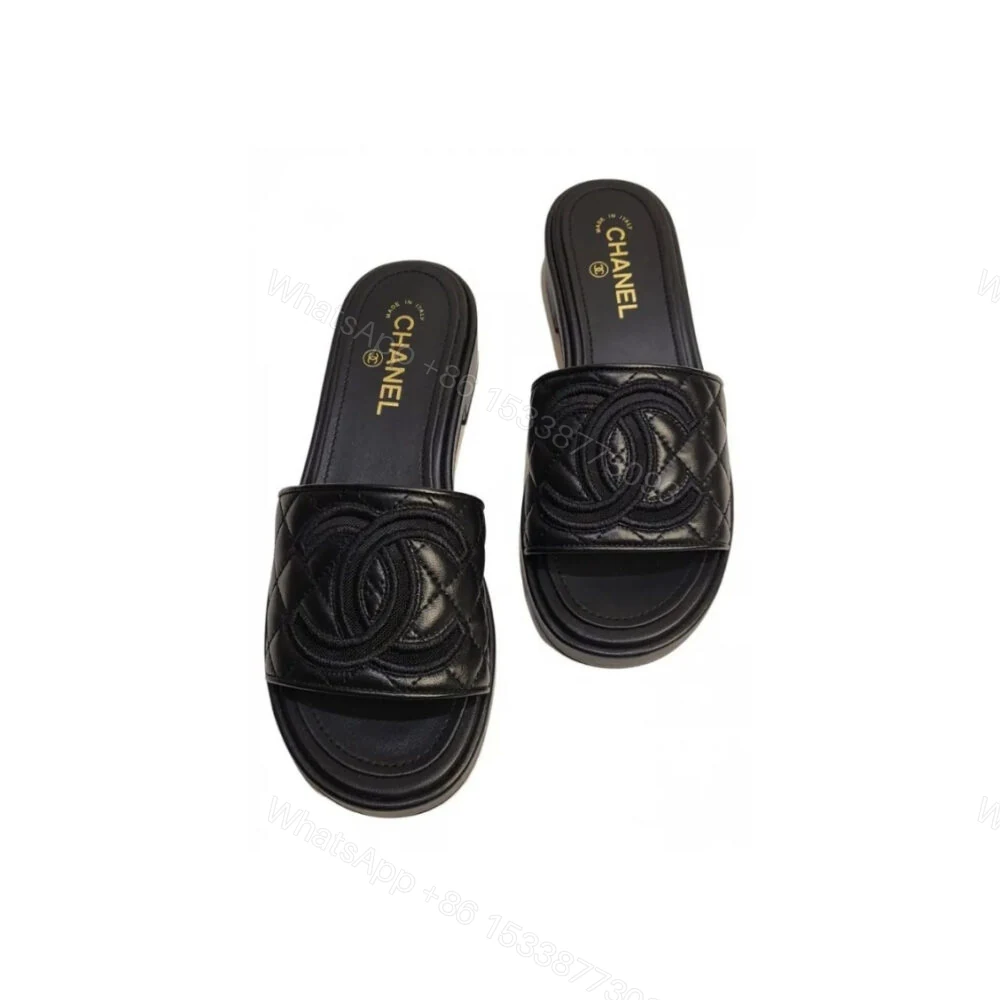 Chanel Quilted CC Logo Mules Black — view 1