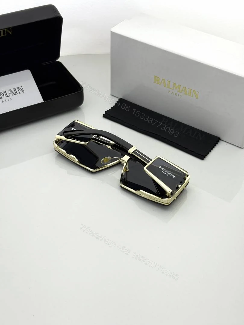 View 5 of First Copy Balmain Transparent Square Sunglasses Grey Lens Unisex UV Protection